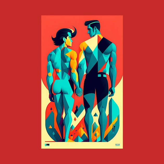 Men on Beach in Love by ArtBeatsGallery