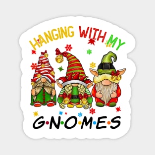 Funny Christmas Gnome Hanging With My Gnomies Family Pajamas Magnet