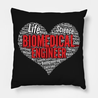 Biomedical Engineer Heart Shape Word Cloud Biomed Engineers print Pillow