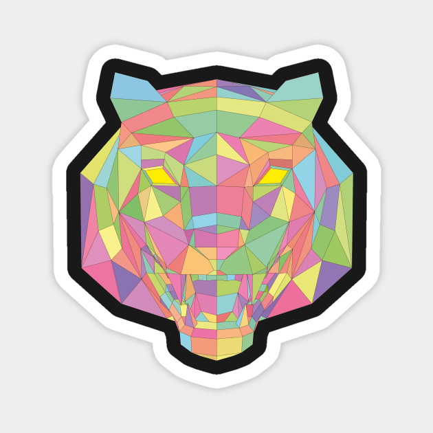 Multicolored Low Poly Tiger Head, mosaic tiger (art1) Magnet by 3DVictory