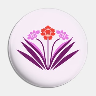 Art Deco geometric flowers in red and purple Pin