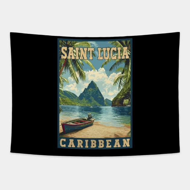 Saint Lucia Caribbean Tropical Paradise Travel Art Tapestry by turtlestart