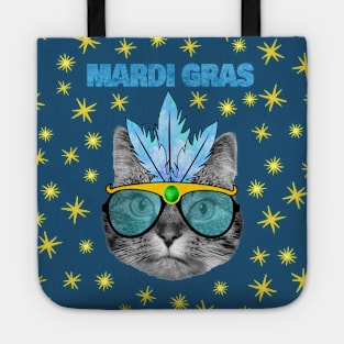 Mardi Gras Blue Cat Tote