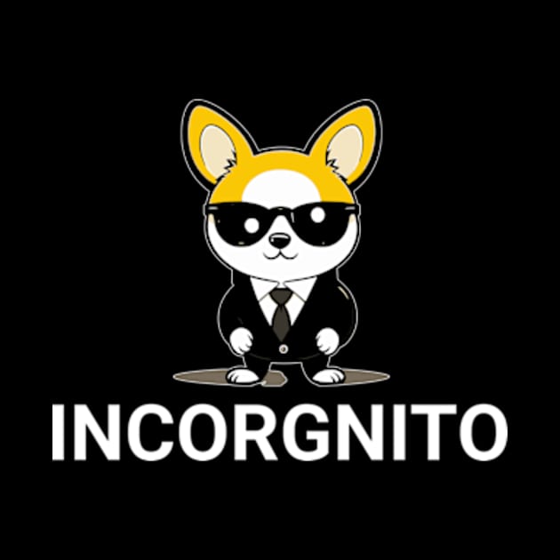 Incognito Detective Corgi Pun INCORGnito Funny Dog Lovers Puns by sarcasmandadulting