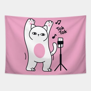 Poker Face Cat Dance Tapestry