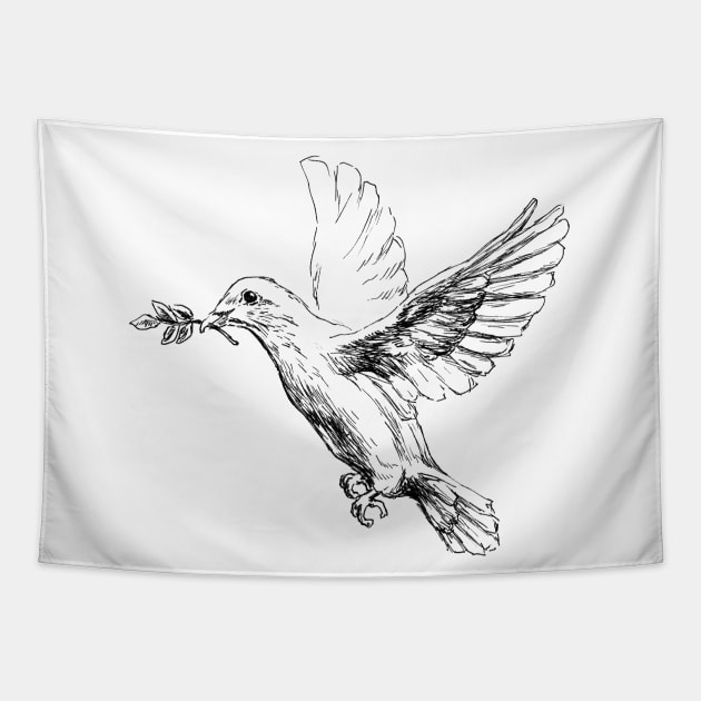 White Dove Illustration Tapestry by rachelsfinelines