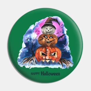 happy Halloween Pumpkin Trio Pin