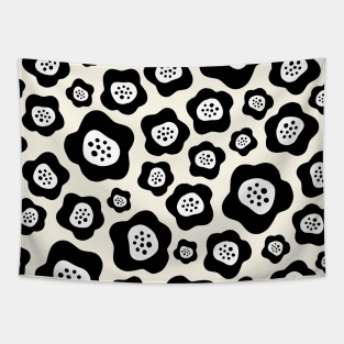 Funky Floral Pattern II in Ivory and Black Tapestry