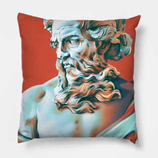 Hand-drawn portrait of Poseidon Pillow