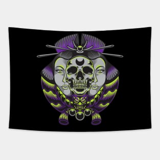 skull japanese geisha Tapestry