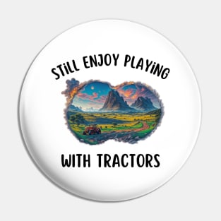 Tractor Landscape Funny Mountain Agriculture Vintage Farmer Pin