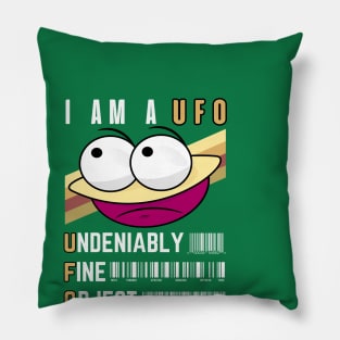 I Am A UFO Undeniably Fine Object Sad UFO Funny Face Cartoon Emoji Pillow