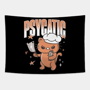 Funny Psychotic Cat Tapestry