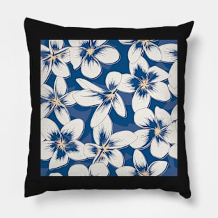 Classic Blue  Frangipani Pillow