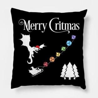 Merry Critmas Santa Sleigh Dice Pillow