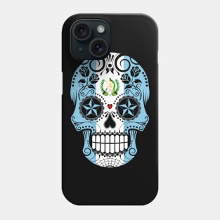 Guatemalan Flag Sugar Skull with Roses Phone Case