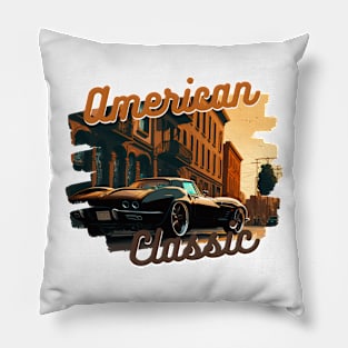 American Classic Car Inspired by the Chevy Corvette Pillow