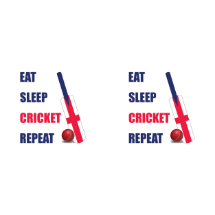 Eat Sleep Cricket Repeat England Flag Cricket Bat T-Shirt