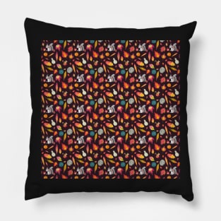 FALL FEST PATTERN - squirrels, leaves and pumpkins Pillow