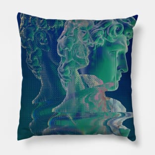 Aesthetic Blue ∆∆∆ Original Glitch Graphic Design Artwork Pillow