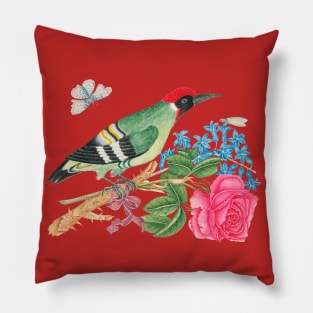 Bird With Flower Pillow