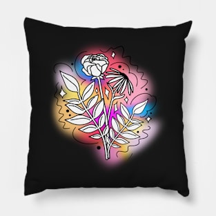 Rainbow Haze Flower Bouquet Pillow