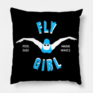 Womens Butterfly Girl Swimmer Girls Swimming Gift Pillow