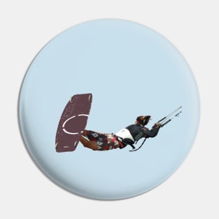 Kiter Action Freestyle Kitesurfer Color Illustration Pin