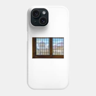 Ruins and tower of castle through vintage stained-glass window Phone Case