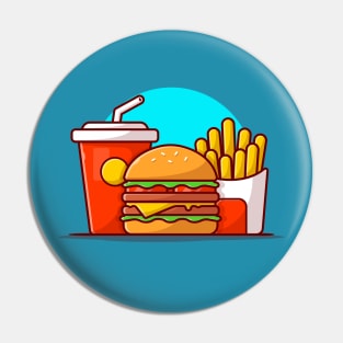 Burger, French fries And Soft Drink Cartoon Vector Icon Illustration (2) Pin