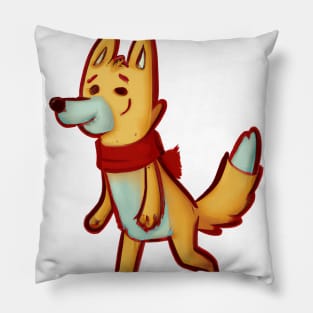 Cute Red Wolf Drawing Pillow