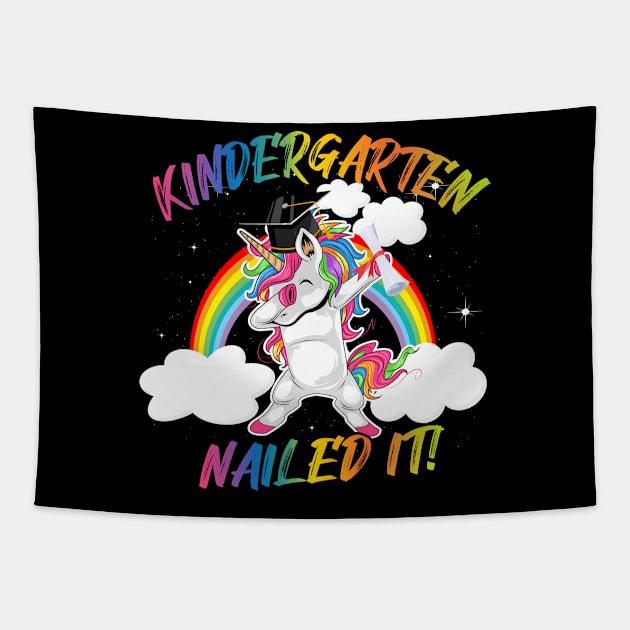 Dabbing Unicorn Kindergarten Nailed It Graduation Girls Kids Tapestry by webster