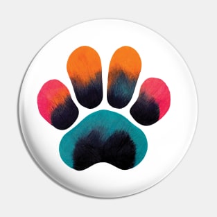 Colourful Paw Print Pet Pattern on yellow Pin