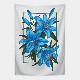 Blue Lilies. Flower illustration Tapestry