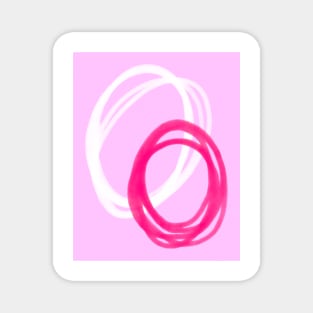 Abstract Pink and White Retro Painting Contemporary Art Magnet