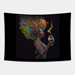 Woman holding a glass of wine Tapestry