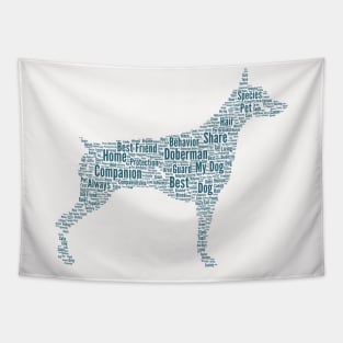 Dog Doberman Animal Pet Text Word Cloud Tapestry