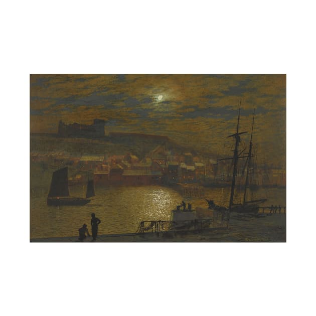 Whitby from Scotch Head, Moonlight on the Esk by John Atkinson Grimshaw by Classic Art Stall