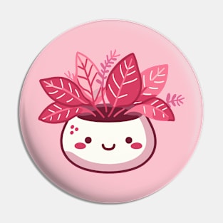 Cute Kawaii Plant in a Pot | Kawaii Red Leaf House Plant | Design for Kawaii Lovers Pin