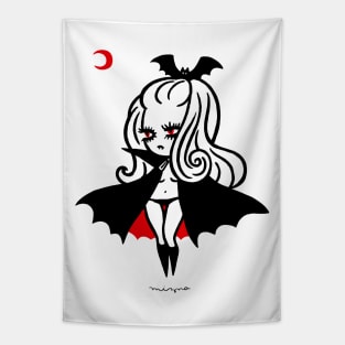 Vampire Girl White Tapestry