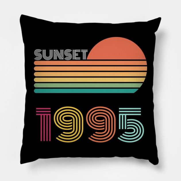 Sunset Retro Vintage 1995 Pillow by Happysphinx