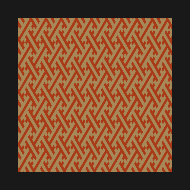 Traditional Japanese Sayagata Geometric Pattern in Fall Colors by Charredsky