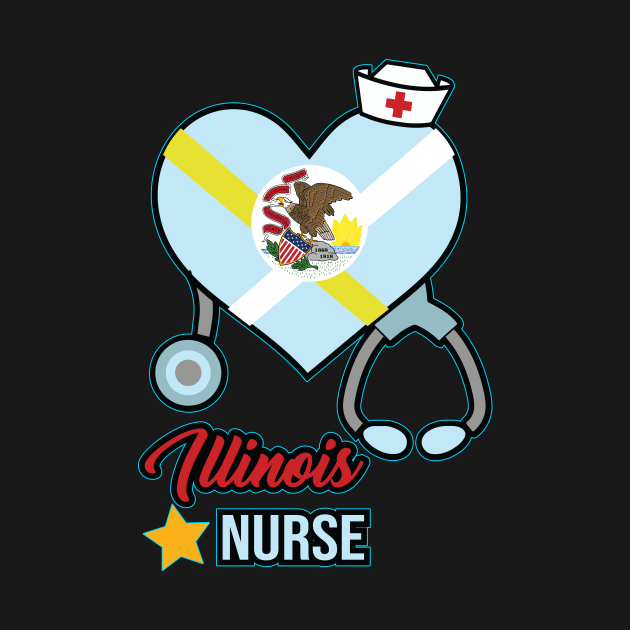 Illinois Nurse  - Love RN LPN CNA State Nursing Gift by ScottsRed