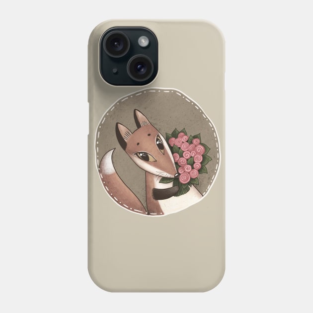 Fox with flowers Phone Case by artbyanny