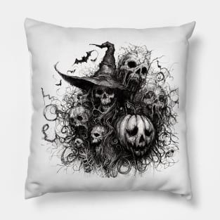Ghastly Glimpses: Scribbled Spirits Pillow