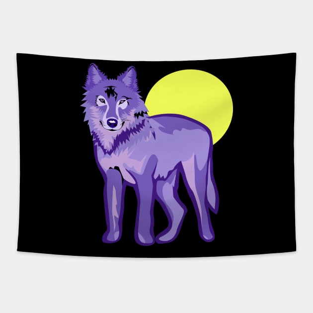 Cool Wolf on Full Moon Tapestry by epiclovedesigns