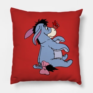 Donkey with Awareness Ribbon Butterfly (Red) Pillow