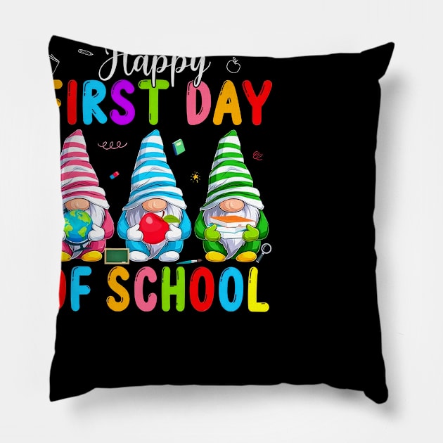 Cute Gnomes Happy First Day Of School Back To School Pillow by PlumleelaurineArt