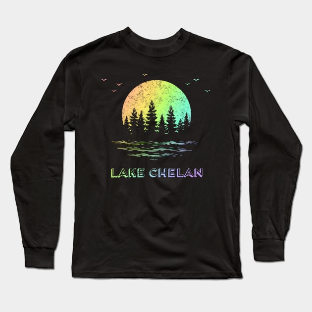 Lake Chelan Washington Outdoor Family Vacation Rainbow Long Sleeve T-Shirt