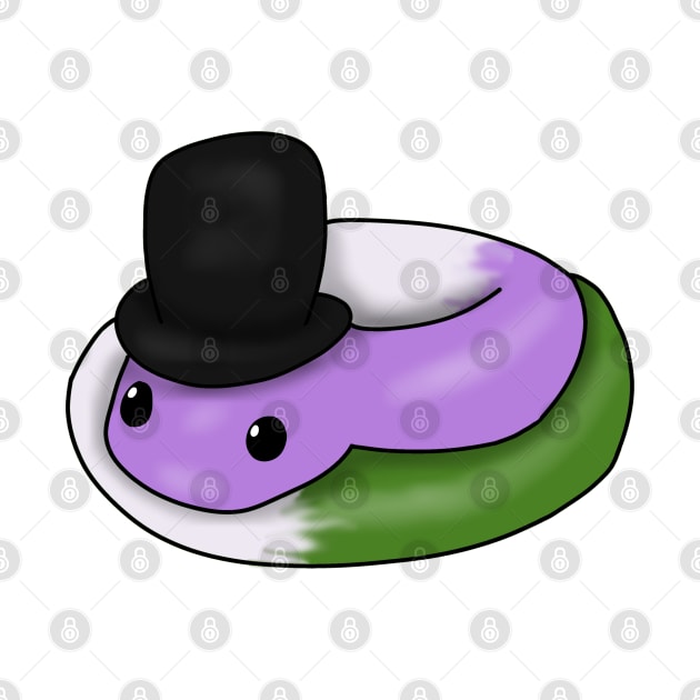 Genderqueer Snake in a top hat by Becky-Marie